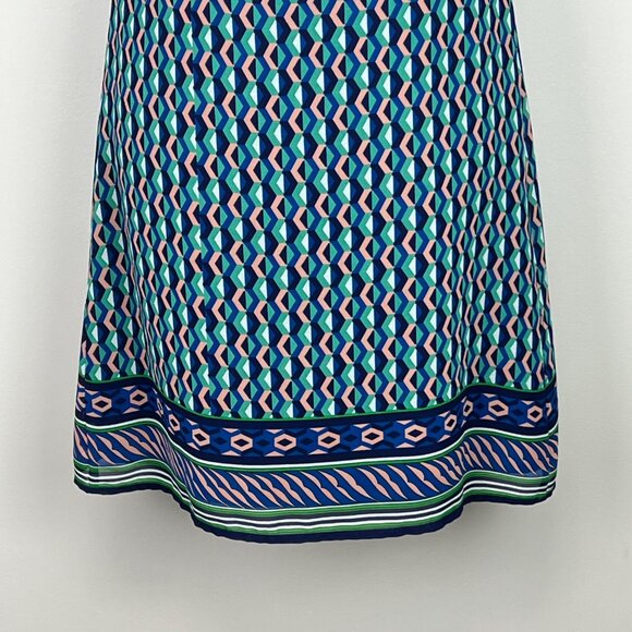 Anthropologie Maeve Womens Teal Silk Geometric Slip Dress Blue Green size XS - Picture 7 of 11